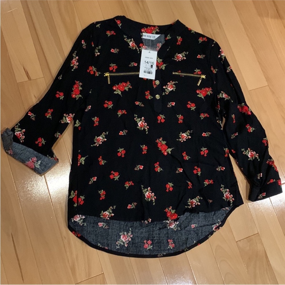 NWT Urban Kids button up 3/4 length tunic blouse/shirt-size L(14/16)